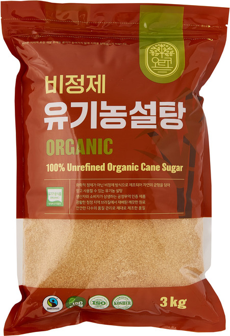 잘레스 비정제 유기농 설탕, 1개, 3kg