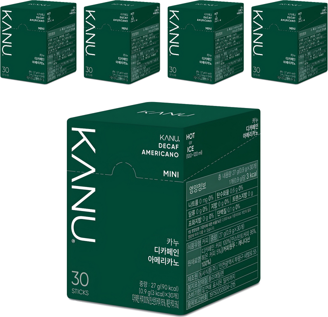 카누 미니 디카페인 아메리카노 스틱 원두커피믹스, 900mg, 30개입, 5개