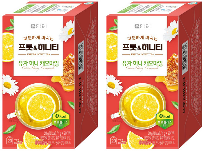담터 프룻 허니티 유자 허니 캐모마일, 1g, 20개입, 2개