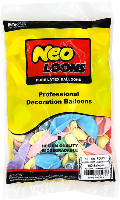 네오텍스 네오룬스 라운드 풍선 13cm 100p, 파스텔매트 색상혼합, 1세트