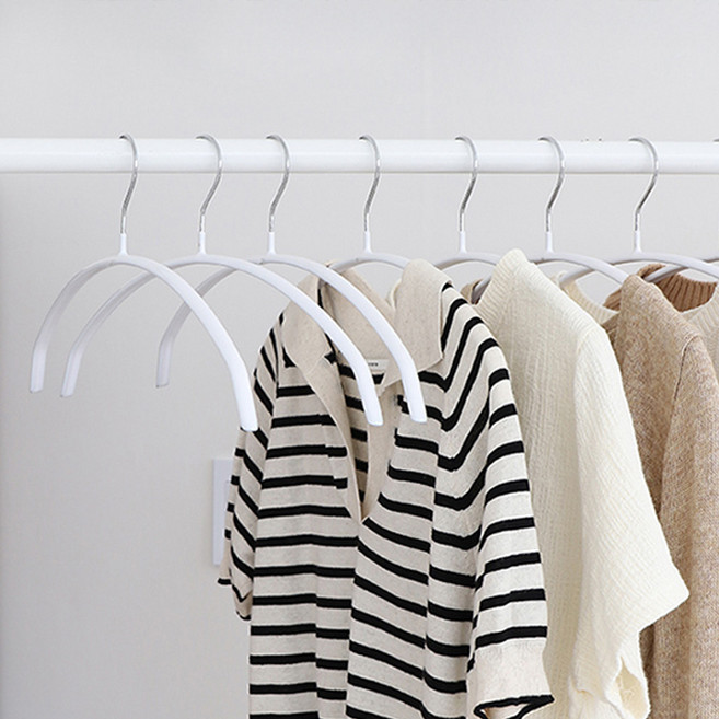 네이쳐리빙 논슬립 코팅 니트 티셔츠 상의 옷걸이, 화이트, 10개