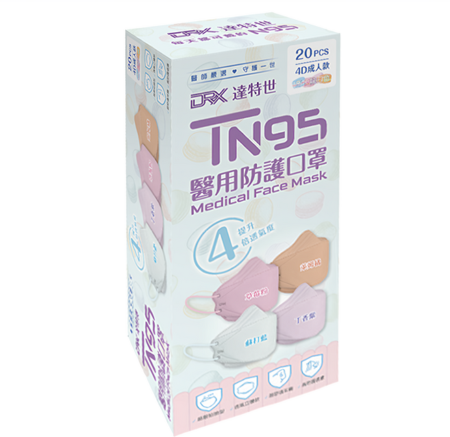 DRX 達特世 TN95成人醫用口罩, 馬卡龍, 20片, 1盒