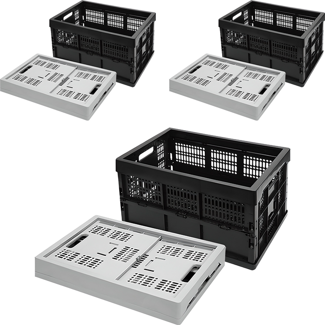 리빙스마일 폴딩박스, 그레이, 60L, 3개