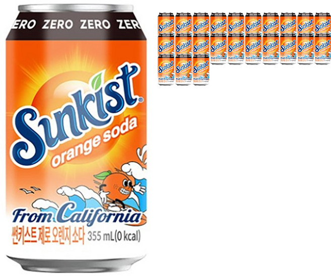 광동제약 썬키스트 제로 오렌지 소다, 355ml, 24개