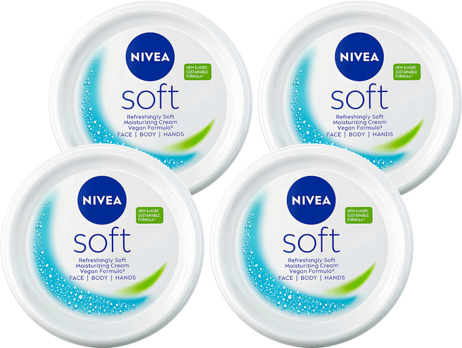 NIVEA 妮維雅 台灣公司貨 輕柔潤膚霜, 200ml, 4罐