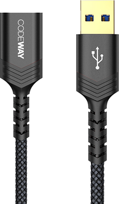 CODEWAY USB 3.0 5Gbps 公對母 高速傳輸延長線, 1.5m, 黑色, 1條