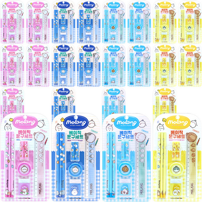 몰랑 베이직 문구 세트 2000, 혼합색상, 24세트