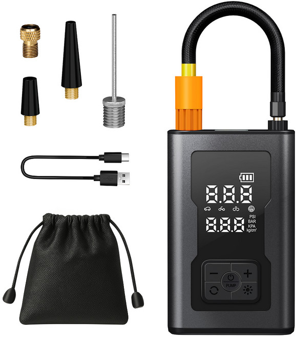 홈플래닛 무선 휴대용 다용도 에어 펌프 공기 주입기 풀세트 (2000mAh x2), 1개, 블랙