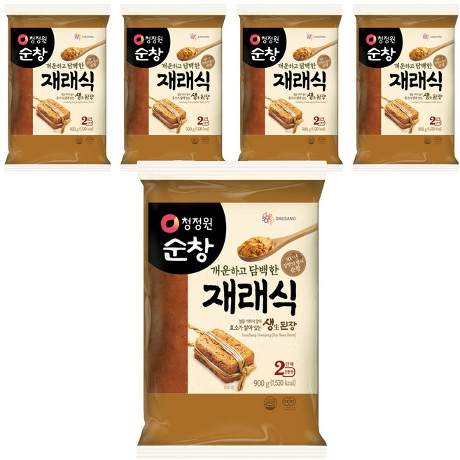 청정원순창 개운하고 담백한 재래식 생된장, 5개, 900g