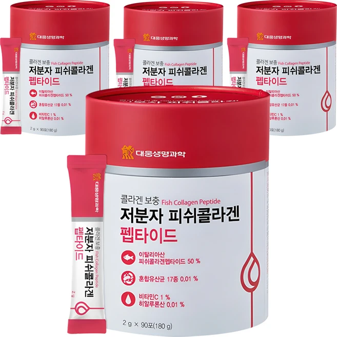 대웅생명과학 저분자 피쉬 콜라겐 펩타이드, 180g, 4개 - 쿠팡