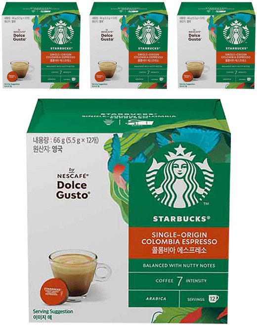 스타벅스 돌체구스토 싱글오리진 콜롬비아 에스프레소 캡슐커피, 5.5g, 12개입, 4개