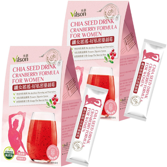 Vilson 米森 纖女搖搖系列 好私密蔓越莓 8包, 64g, 2盒