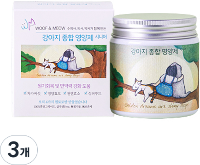 우프앤먀오 강아지 종합영양제, 시니어, 3개, 60g