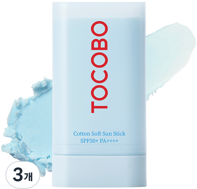 토코보 코튼 소프트 선스틱 SPF50+ PA++++, 19g, 3개