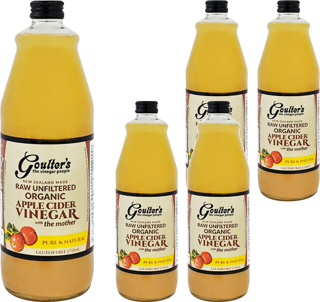 goulter's Vinegar 紐西蘭有機蘋果醋 未過濾, 750ml, 5瓶