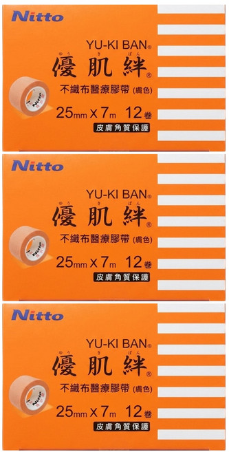 Nitto 日東 優肌絆不織布透氣膠帶 3252-TW-12 25mm x 7m 12個, 3盒