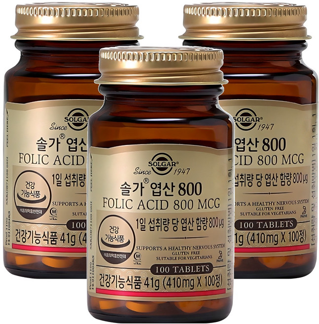 솔가 엽산 800, 100정, 3개