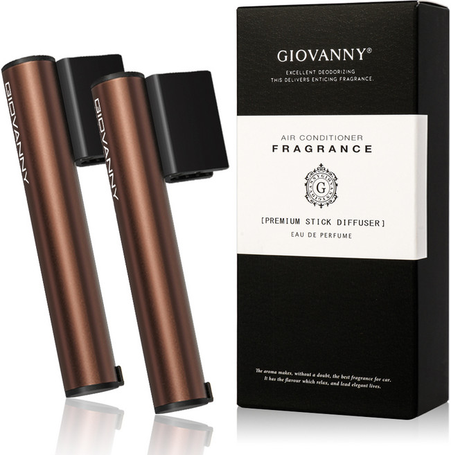GIOVANNY 파워스틱 차량용 방향제 케이스 2p + 리필 5g 4p, 시즐 브라운 ( 블랙체리 ), 1세트