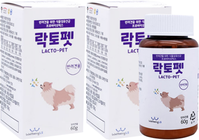 락토펫 강아지 영양제 용기형, 장건강/유산균, 2개, 60g