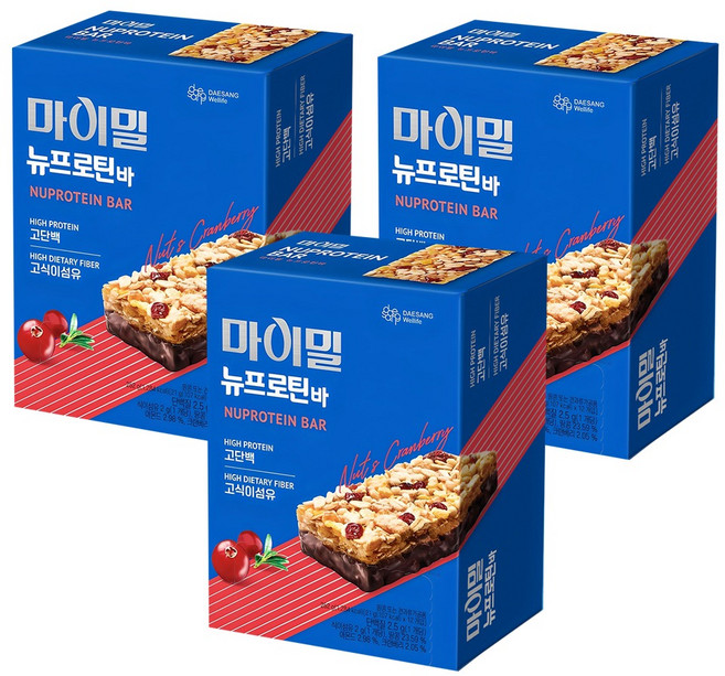 마이밀 정품 뉴프로틴바, 252g, 3개