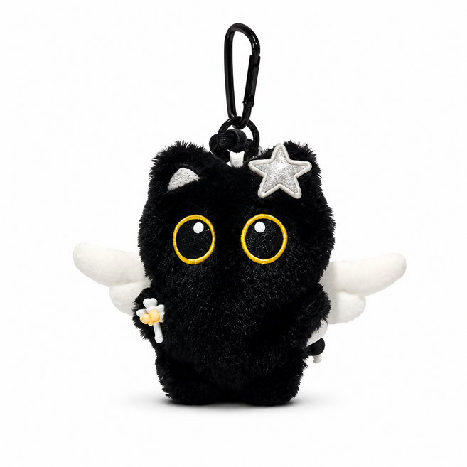 다다랜드 깜냥 고양이 인형 키링, 12cm, 천사, 1개