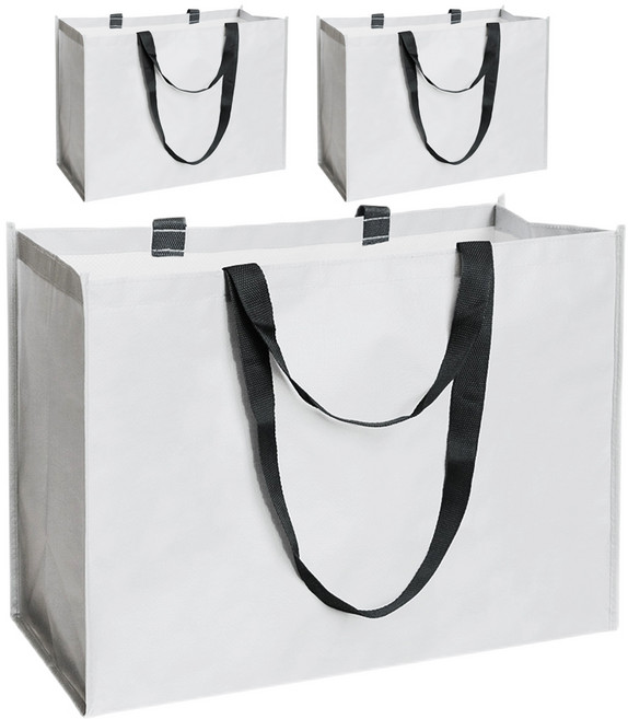 마르벨라 무광 다용포 타포린 쇼핑백, 화이트, 3개