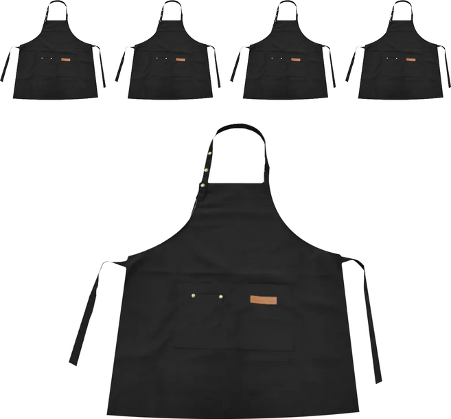 防潑水口袋圍裙, 黑色, 5件