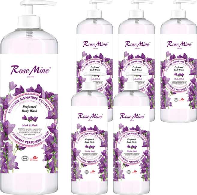 로즈마인 퍼퓸드 바디워시 머스크, 1L, 6개