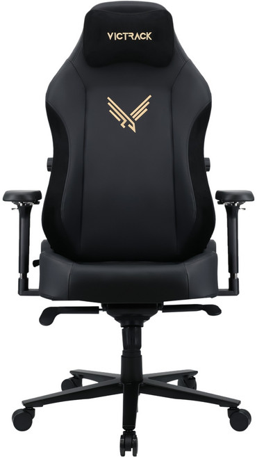 빅트랙 마그네틱 헤드 고급형 가죽 게이밍 의자 PGC-01, 블랙+골드