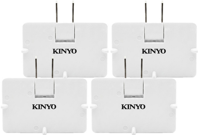 Kinyo 轉向三面插 2孔, 白色, 4個, 64.4mm