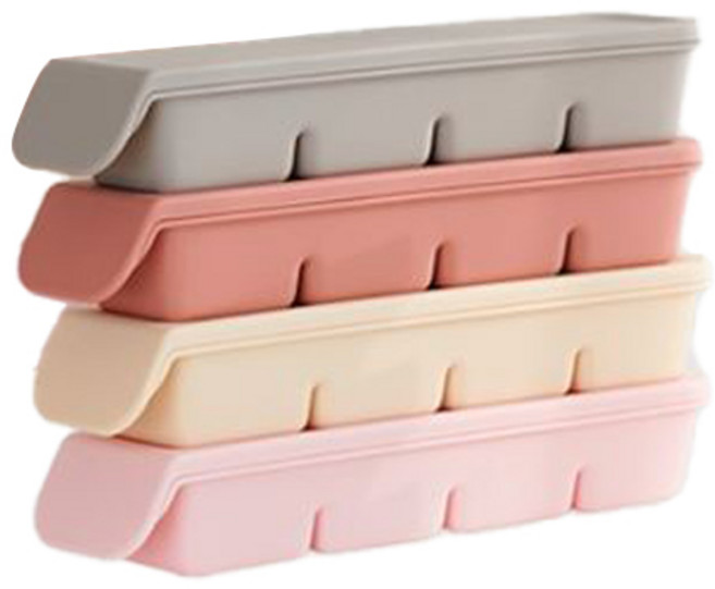 퍼기 이중 밀폐 이유식 큐브 4구 세트, 200ml, 베이지 + 웜그레이 + 인디핑크 + 파스텔핑크, 4개