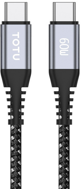 TOTU 拓途 雙Type-C/PD充電線傳輸線閃充線編織快充線 鋁合金 CB-5系列, 黑色, 1個, 1m