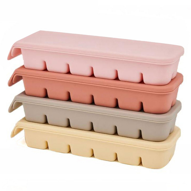 퍼기 이중 밀폐 이유식 큐브 12구 세트, 240ml, 베이지 + 웜그레이 + 인디핑크 + 파스텔핑크, 1개