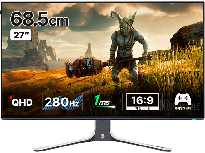 델 QHD 에일리언웨어 240Hz 280Hz 1ms IPS Nano 게이밍 모니터, 68.5cm, AW2723DF