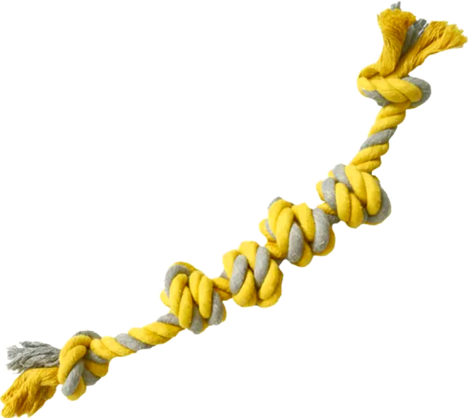 Little poppet 小小毛孩 寵物耐咬繩結玩具 磨牙玩具 繩結 六結 重量350g, 黃灰色, 1個