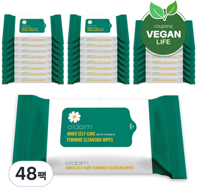 올담 미인 여성청결티슈 휴대형, 70g, 48개