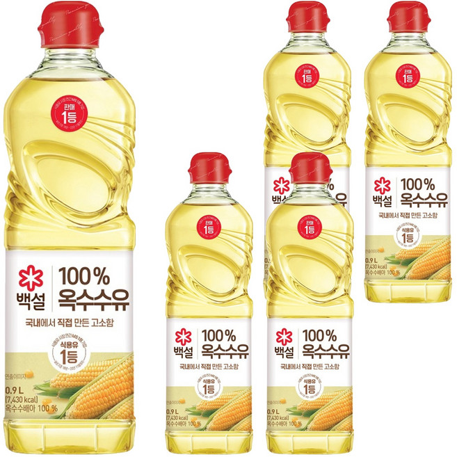 백설 옥수수유, 900ml, 5개