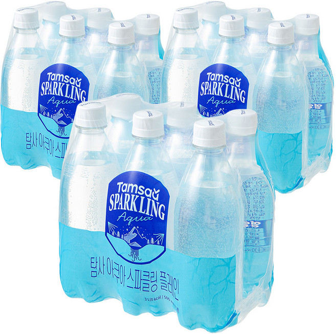 탐사 아쿠아 스파클링 플레인 무라벨, 18개, 500ml