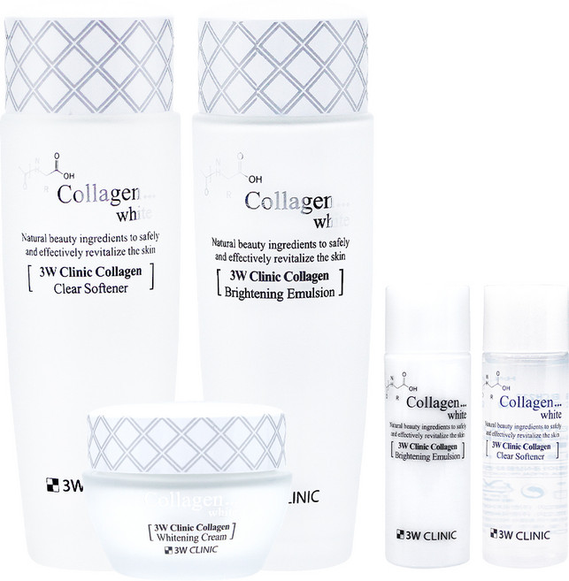 3W클리닉 콜라겐 화이트 스킨케어 3종세트, 1세트, 소프너 150ml + 에멀젼 150ml + 크림 60g + 소프너30ml + 에멀젼30ml