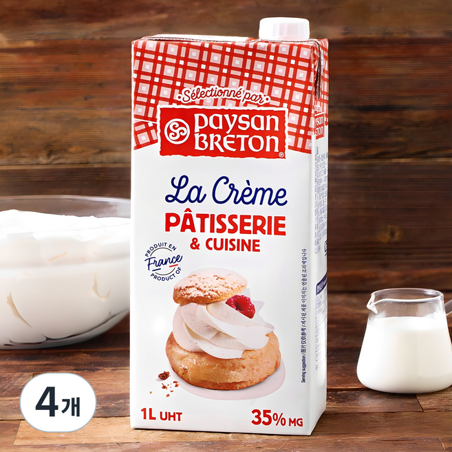 페이장브르통 휘핑크림, 1L, 4개