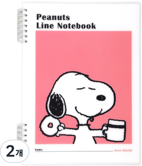 스누피 뒷면 쓰기 편한 PP노트, 2개, 레드