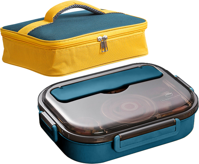 Mega 莫蘭迪新色 304不鏽鋼五格便當盒 26.5 x 21 x 8cm, 藍色, 1組