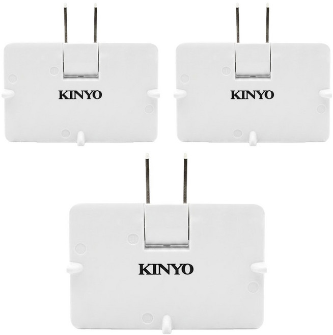 Kinyo 轉向三面插 2孔, 白色, 3個, 64.4mm