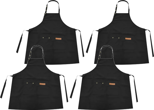 防潑水口袋圍裙, 黑色, 4件