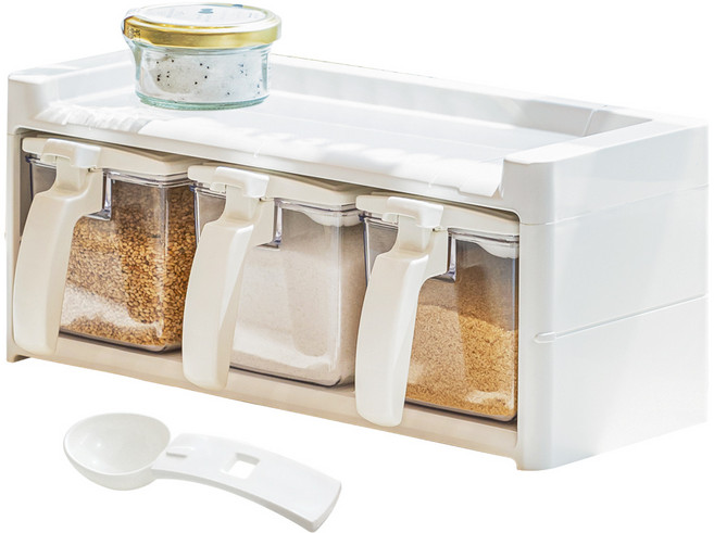 창신리빙 BT 밀폐 양념통 3P, 1세트, 양념통 + 스푼 + 네임스티커