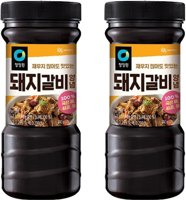 청정원 전통 돼지갈비양념, 840g, 2개