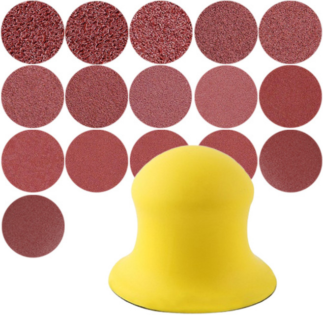 OON 수동 샌딩기 73mm + 원형 사포 16종 세트, 1세트
