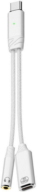 YORI CAR 優里 2合1耳機轉接充電線, 白色, 1個, 14cm