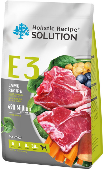 Holistic Recipe SOLUTION 耐吉斯 成犬配方無穀乾飼料 E3, 4.54kg, 1袋, 羊