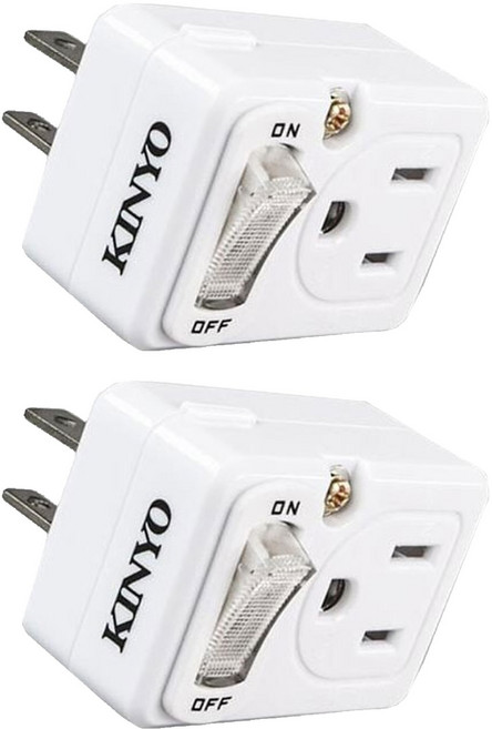 Kinyo 節電1開2插分接器 2孔 + 3孔 MR-5352, 白色, 2個, 54mm